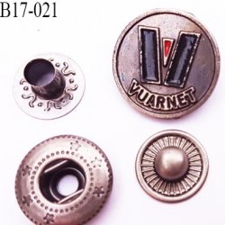 Bouton pression 17 mm haut de gamme siglé vuarnet en métal diamètre 17 mm couleur acier anthracite