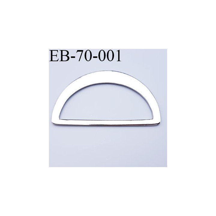 Boucle étrier  métal chromé largeur 70 mm extérieur passage intérieur 60 mm hauteur 40 mm épaisseur 2 mm