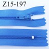 fermeture zip à glissière longueur 15 cm couleur bleu non séparable zip nylon largeur 2.5 cm largeur du zip 4 mm