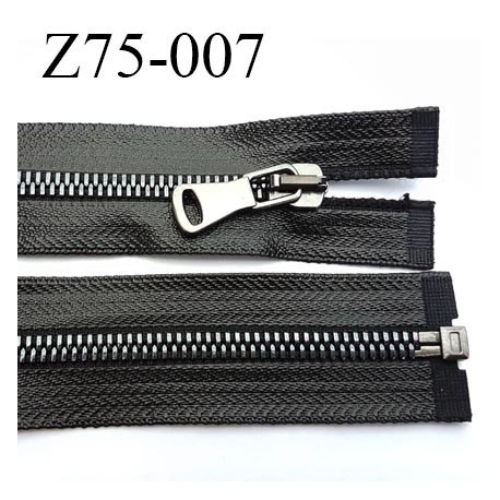 fermeture zip à glissière longueur 75 cm couleur noir brillant façon cuir séparable zip métal largeur 3.2 cm