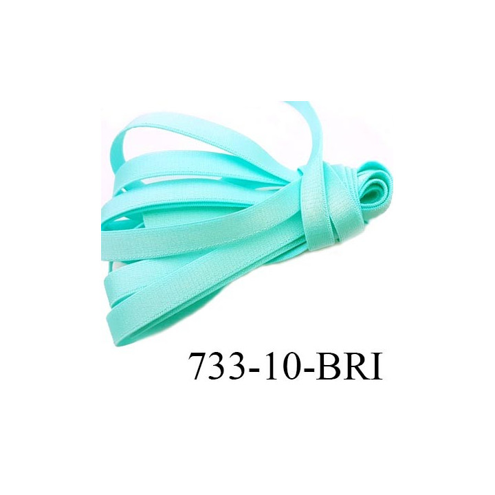 Elastique plat largeur 10 mm couleur vert lagon brillant superbe  très belle qualité haut de gamme prix au mètre 