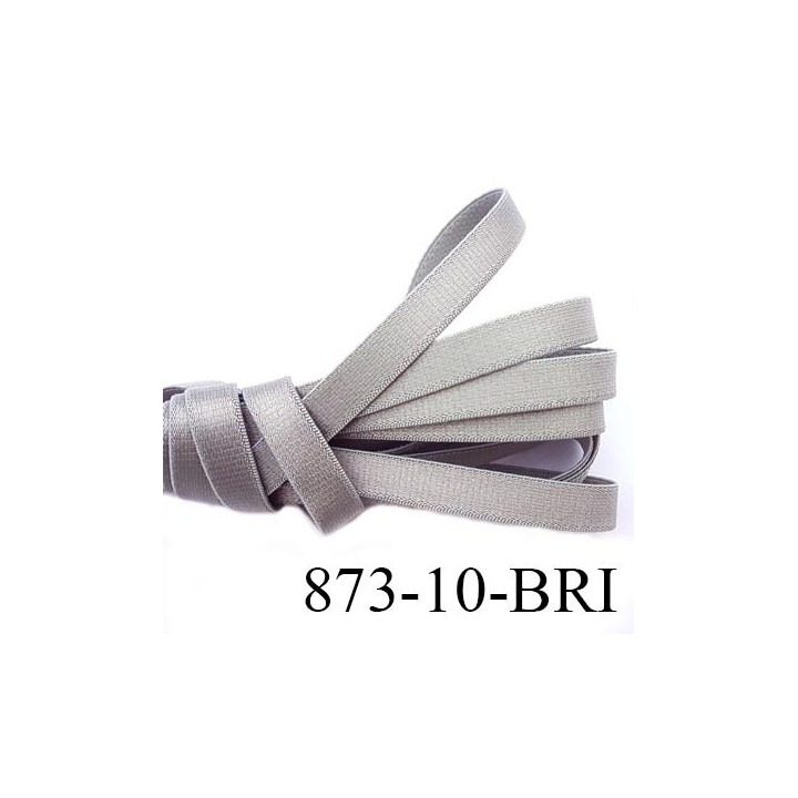 Elastique plat largeur 10 mm couleur gris brillant superbe  très belle qualité haut de gamme prix au mètre