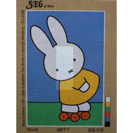 canevas 30X40 marque SEG PARIS thème  miffy dimension 30 centimètres par 40 centimètres 100 % coton