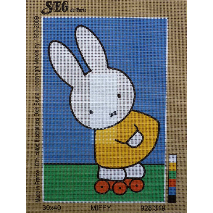 canevas 30X40 marque SEG PARIS thème  miffy dimension 30 centimètres par 40 centimètres 100 % coton