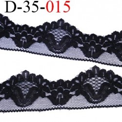 dentelle noir largeur 35 mm lycra élastique douce et souple couleur noir prix au mètre