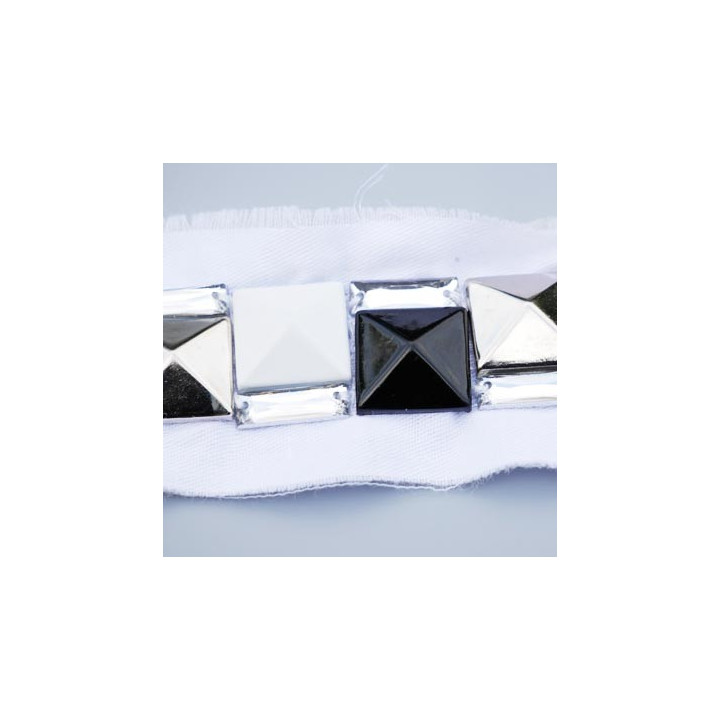 galon ruban  couleur blanc  décor strass brillant en forme de diamant largeur 40 mm prix au mètre