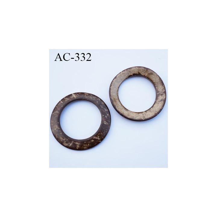 Anneau coco  vernis couleur marron et beige marbré diamètre extérieur 50 mm diamètre intérieur 35 mm épaisseur 3 mm
