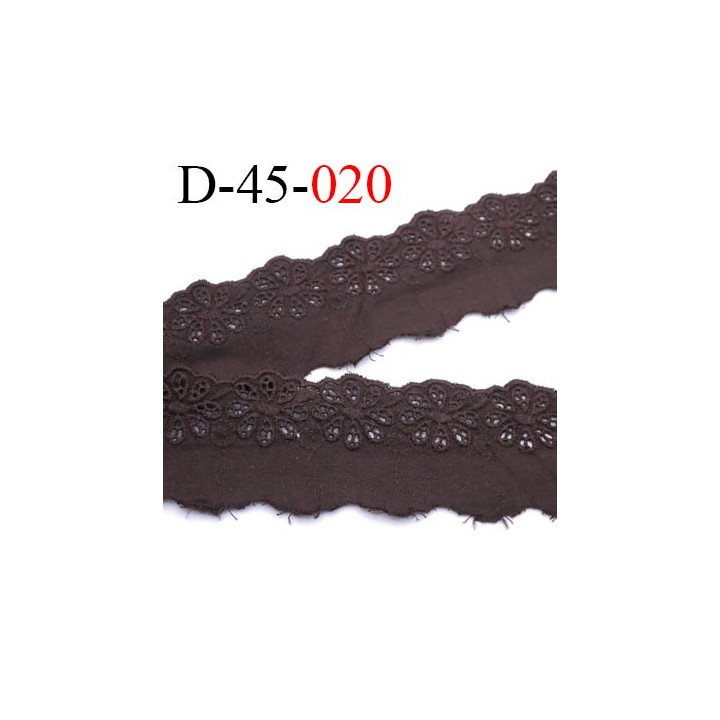 dentelle  largeur 45 mm anglaise broderie 100 % coton couleur marron  prix au mètre