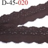 dentelle largeur 45 mm anglaise broderie 100 % coton couleur marron prix au mètre