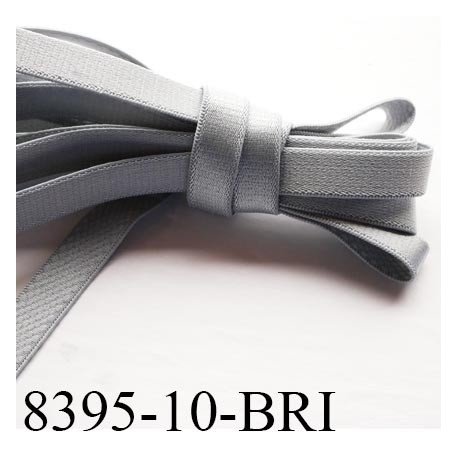 Elastique bretelle plat largeur 10 mm couleur gris brillant superbe très belle qualité haut de gamme prix au mètre