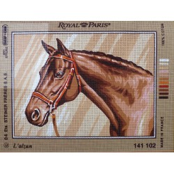 canevas 30X40 marque MARGOT CREATION DE PARIS thème cheval l'alzan dimension 30 X 40 cm 100 % coton fabrication en france