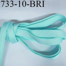 Elastique plat largeur 10 mm couleur bleu vert lagon brillant superbe  très belle qualité haut de gamme prix au mètre