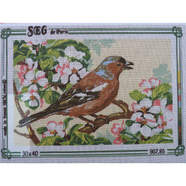 canevas 30X40 marque SEG DE PARIS thème oiseau  dimension 30 cm par 40 cm 100 % coton fabrication en france