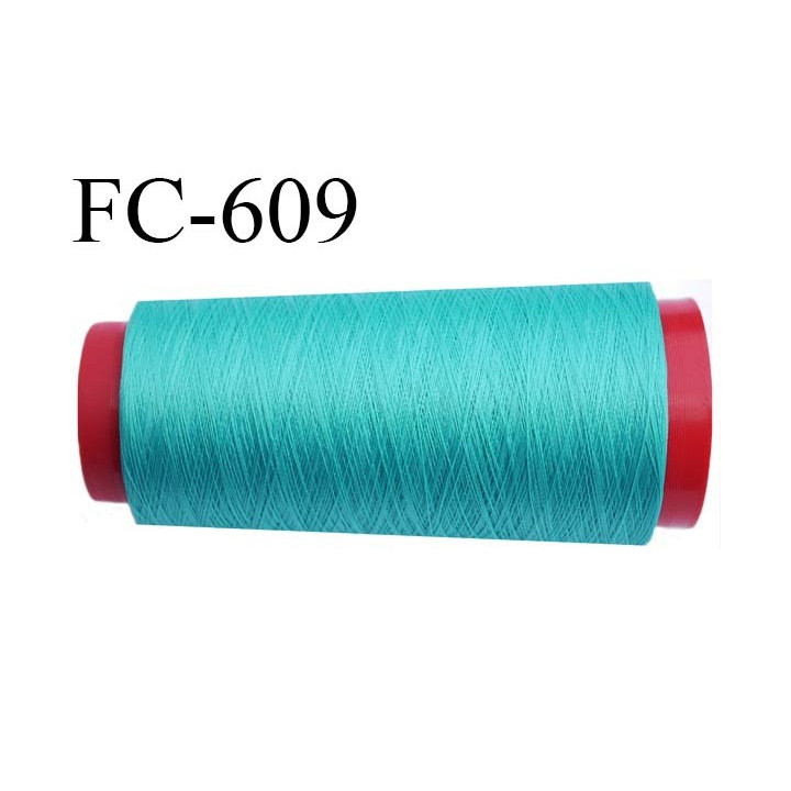 Cone de 1000 mètres de fil très résistant n° 35 polyester continu vert brillant superbe très solide bobiné en France