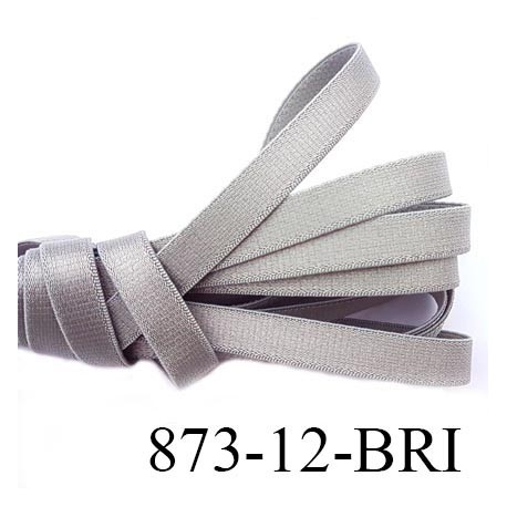 élastique lingerie bretelle plat largeur 12 mm épais superbe couleur gris brillant prix au mètre