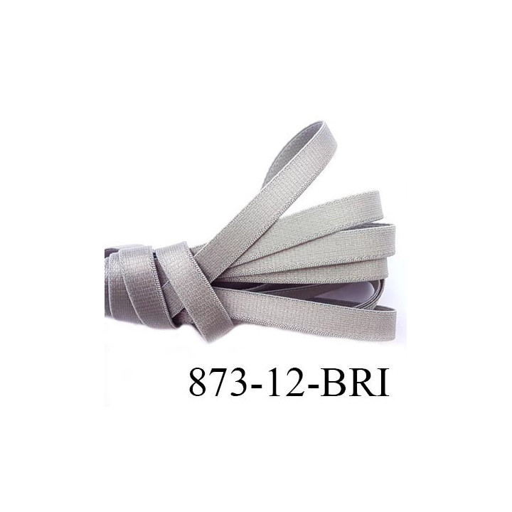 élastique lingerie bretelle plat largeur 12 mm épais superbe couleur gris brillant prix au mètre