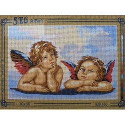 canevas 30X40 marque SEG DE PARIS thème les anges dimension 30 cm par 40 cm 100 % coton fabrication en france