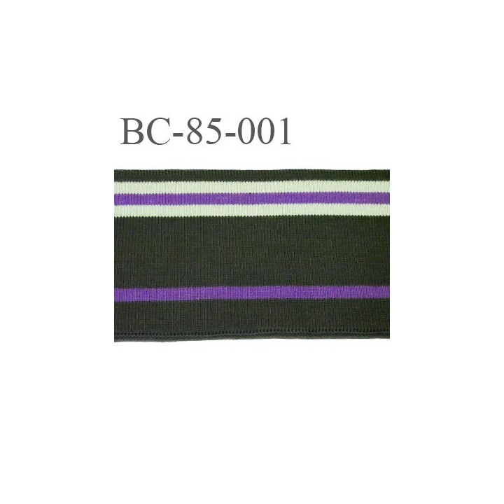 Bord-Côte  85 mm jersey synthétique bord cote largeur 85 mm longueur 1 mètre couleur  vert  kaki violet violine vert d'eau