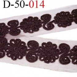 dentelle marron 50 mm synthétique largeur 50 mm broderie sur tulle nids d'abeille largeur des fleurs 35 mm prix au mètre