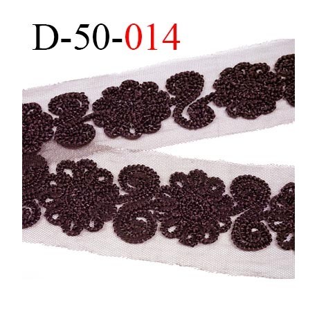 dentelle marron 50 mm synthétique largeur 50 mm broderie sur tulle nids d'abeille largeur des fleurs 35 mm prix au mètre