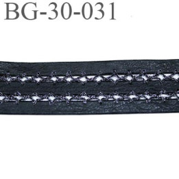 galon ruban  30 mm couleur noir façon cuir souple  avec fil gris argent et noir style lurex très joli prix au mètre