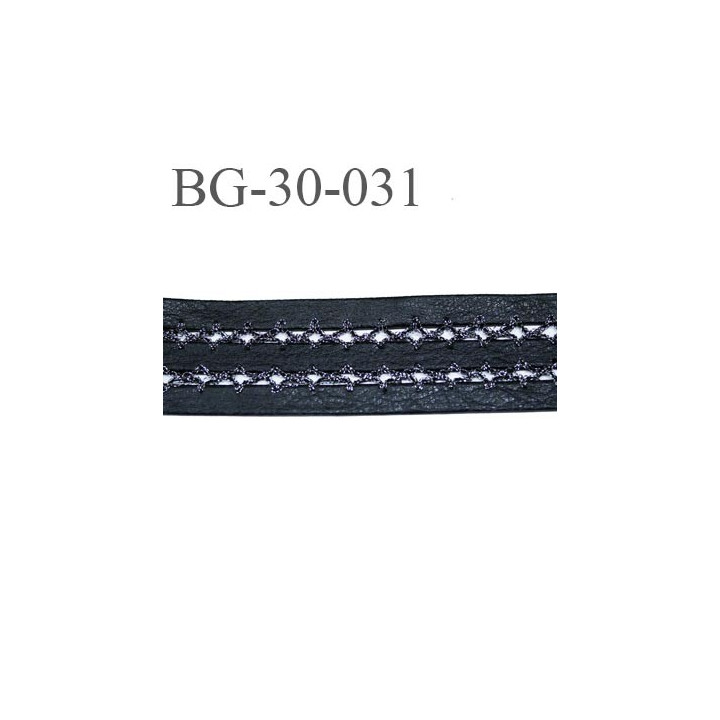 galon ruban  30 mm couleur noir façon cuir souple  avec fil gris argent et noir style lurex très joli prix au mètre