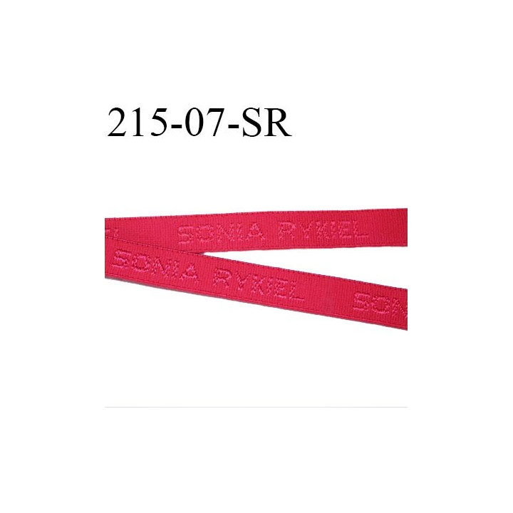 Elastique  bretelle 7 mm de marque sonia rykiel inscription en surpiquage couleur rouge groseille largeur 7 mm prix au mètre