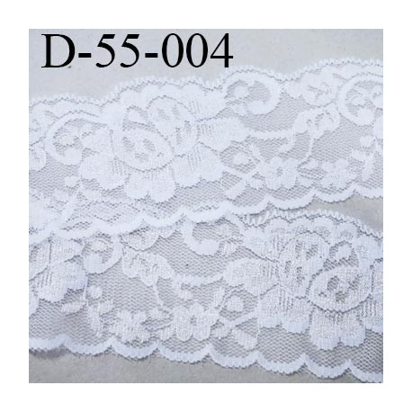 dentelle blanche largeur 55 mm synthétique lycra élastique couleur blanc lumineux prix au mètre