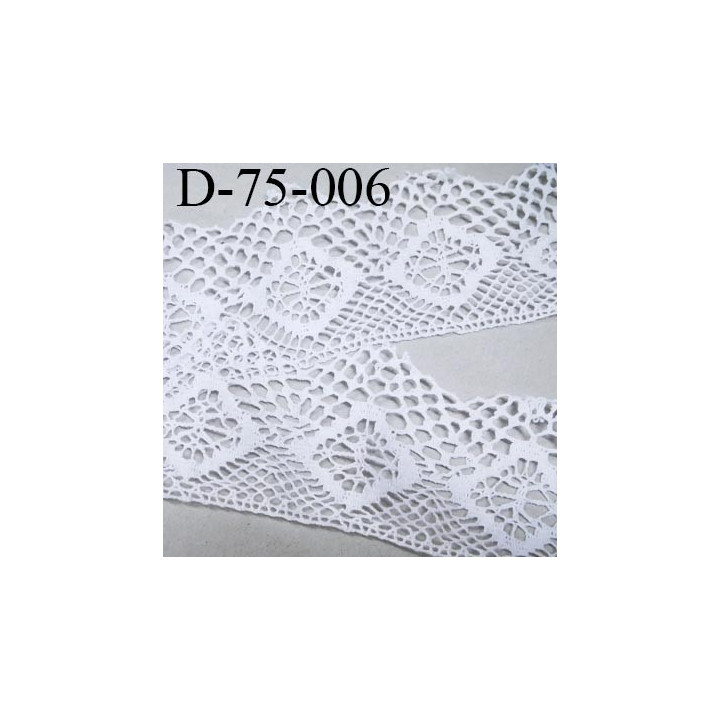 dentelle crochet 75 mm  100% coton  couleur blanc largeur 75 mm prix au mètre