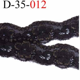 dentelle noir et or 35 mm lycra élastique extensible douce et souple couleur noir et or largeur 35 mm  prix au mètre