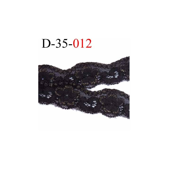 dentelle noir et or 35 mm lycra élastique extensible douce et souple couleur noir et or largeur 35 mm  prix au mètre
