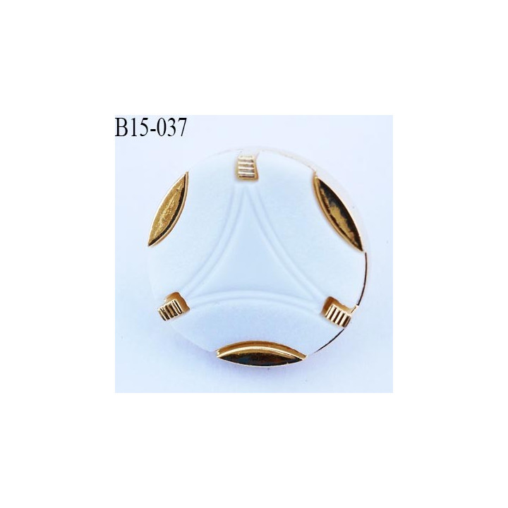 bouton 15 mm couleur blanc et doré diamètre 15 millimètres