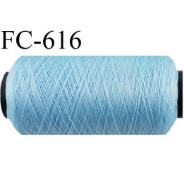 Bobine de 500 m de fil élastique couleur bleu ciel spécial pour aiguille surjeteuse et canette machine fil n° 120