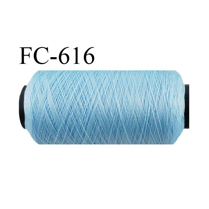 Bobine de 500 m de fil élastique couleur bleu ciel spécial pour aiguille surjeteuse et canette machine fil n° 120