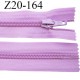 fermeture zip à glissière longueur 20 cm couleur lilas parme non séparable zip nylon largeur 3,2 cm largeur du zip 6.5 mm 