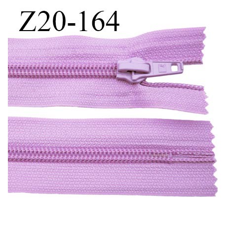 fermeture zip à glissière  longueur 20 cm couleur lilas parme non séparable zip nylon largeur 3,2 cm largeur du zip 6.5 mm 