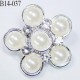 Bouton en forme de fleur avec perles incrustées nacré haut de gamme en métal diamètre 14 mm couleur nacré et acier chromé