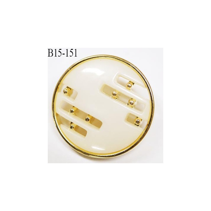 bouton 15 mm en pvc couleur or ou doré et blanc très beau accroche par anneau diamètre 15 millimètres
