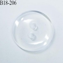 bouton 18 mm en pvc transparent brillant 2 trous diamètre 18 mm