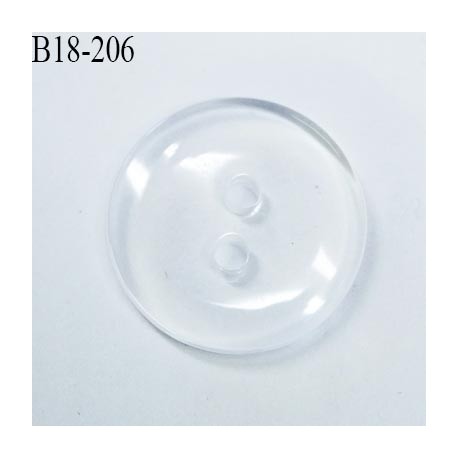 bouton 18 mm en pvc transparent brillant 2 trous diamètre 18 mm