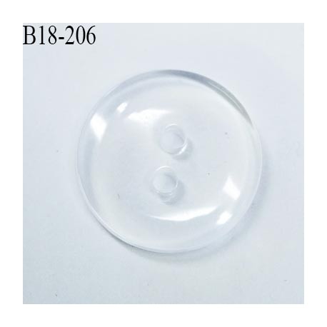 bouton 18 mm en pvc  transparent  brillant 2 trous diamètre 18 mm