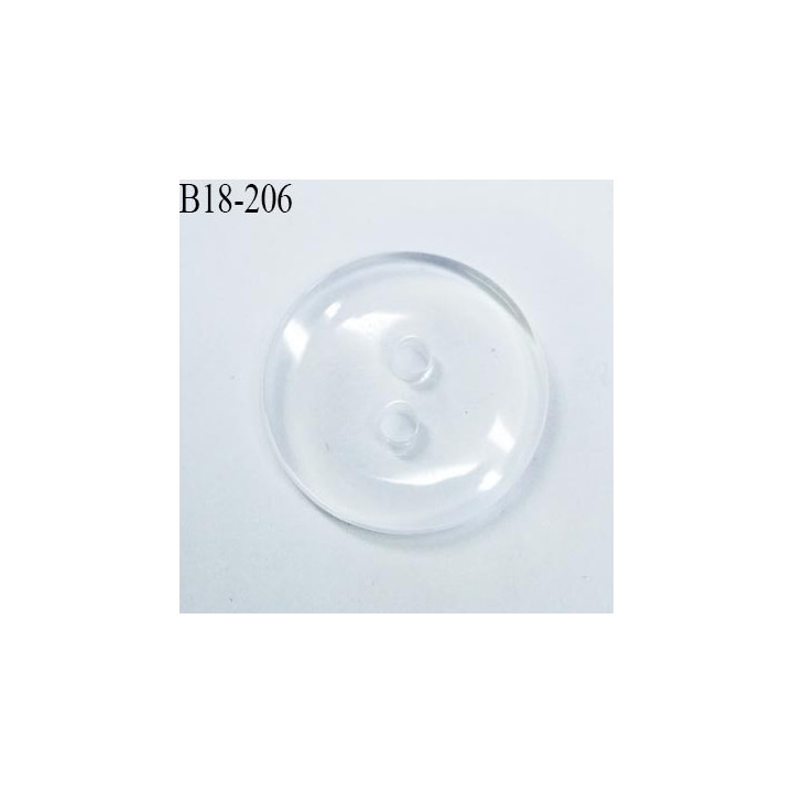 bouton 18 mm en pvc  transparent  brillant 2 trous diamètre 18 mm