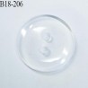 bouton 18 mm en pvc  transparent  brillant 2 trous diamètre 18 mm