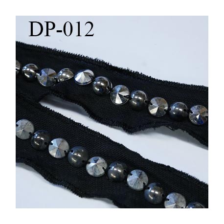 Destockage Devant r noir col encolure largeur 3 cm avec strass et demi perle couleur noir longueur 80 cm