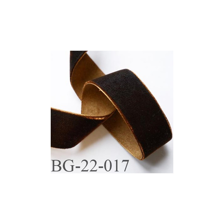 galon ruban 22 mm en velours couleur marron avec des reflets cuivre souple et doux largeur 22 mm prix au mètre