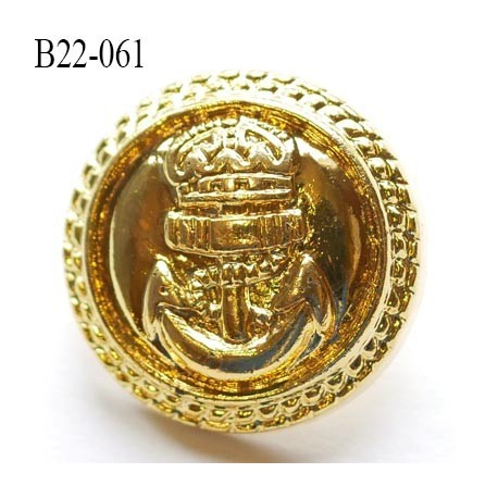 bouton 22 mm couleur or doré brillant en pvc très joli ancre marine et couronne la couleur diamètre 22 mm