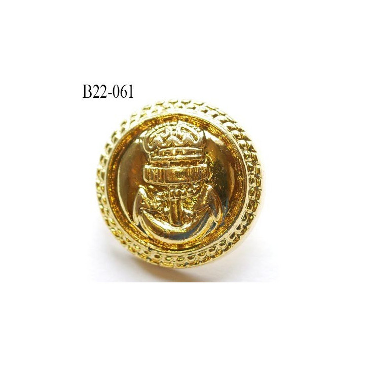 bouton 22 mm couleur or doré brillant en pvc très joli ancre marine et couronne la couleur   diamètre 22 mm
