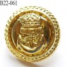 bouton 22 mm couleur or doré brillant en pvc très joli ancre marine et couronne la couleur diamètre 22 mm