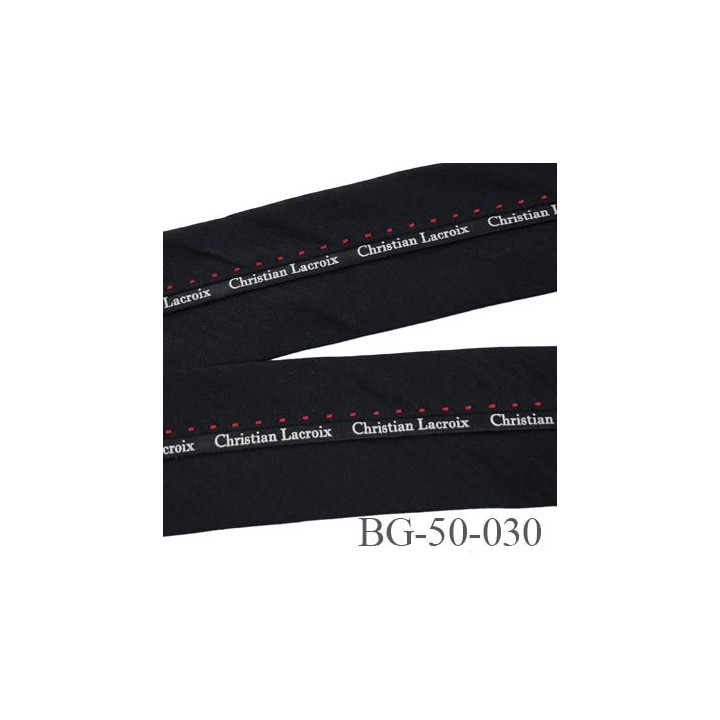 sangle biais ruban CHRISTIAN LACROIX couleur noir et blanc et point rouge largeur 5 cm souple vraiment hyper solide incassable