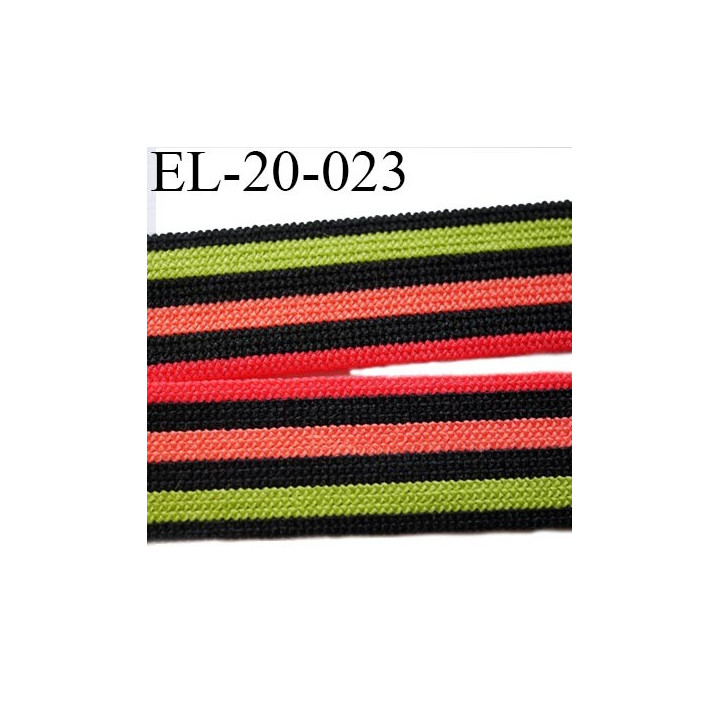 élastique 20 mm plat souple belle qualité couleur jaune orange noir et orange vif largeur 20 mm prix au mètre